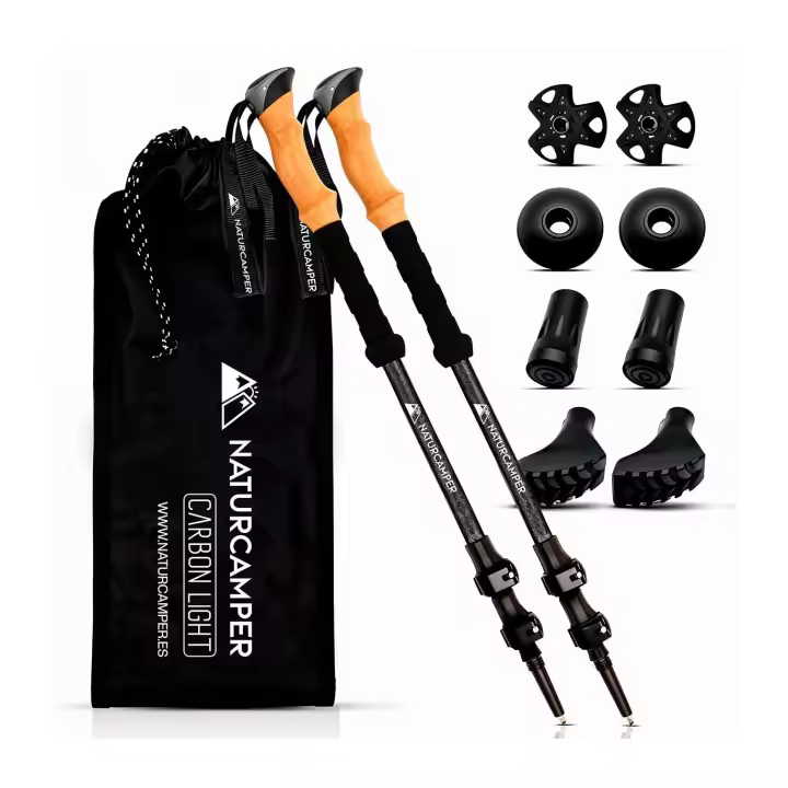BASTONES TELESCÓPICOS DE CARBONO PARA TREKKING Y SENDERISMO NATURCAMPER CARBON LIGHT - 1