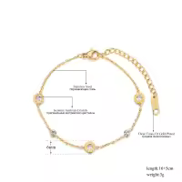 Pulsera De Cadenas Y Enlaces Lokaer Clásica Con Numeros Romanos Y Circonita Zirconia Para Mujer En Acero Titánico Joyería Charms B18019 - details 1
