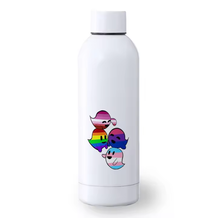 BIDON 500 ML ACERO INOXIDABLE FANTASMAS ORGULLO GAY deporte deportivo botella senderismo feminismo nobinario pansexual - 1