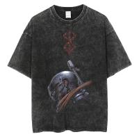 Camiseta Negra Vintage Lavada De Manga Corta Para Hombre Estilo Hip Hop Streetwear Anime Gráfico Cotton Summer 2024 - details 6