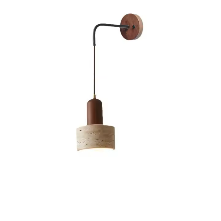 Lámpara De Pared De Piedra Huangdong Wabi-Sabi Para Dormitorio Y Sala De Estar Luz Retro Medieval Diseñadora En Crema - 1