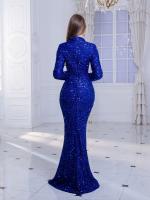 Vestido De Noche Elegante Para Mujer Romagic Azul Con Lentejuelas Manga Larga Cuello O Vestido De Boda Formal Longitud Del Piso Para Fiesta De 2025 - details 4