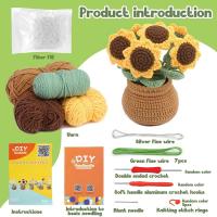 Kit De Instrucción Para Tejer Con Agujas Incluido Para Principiantes Con Plantilla De Girasol DIY Manualidades De Hilo De Algodón - details 1
