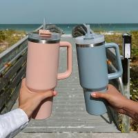 Botella De Agua Aislada De Acero Inoxidable De 40oz Con Mango  De Bebida Para Verano Y Exterior Mantén Frío Con Tapón Y Pajita Mug - details 11