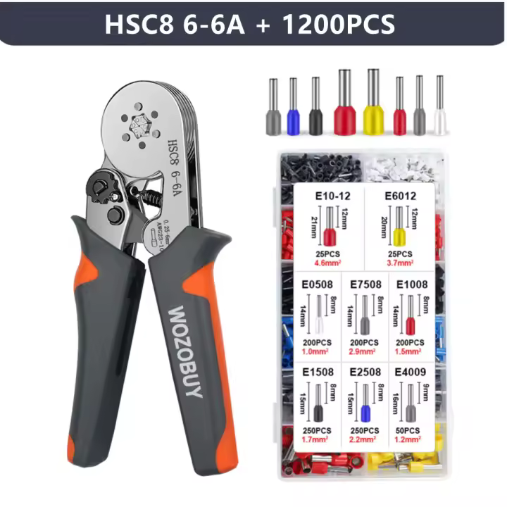 Kit De Herramientas De Crimpado WOZOBUY HSC8 6-6A/6-4A Alicate De Crimpado Individual Con Terminales Tubulares 0.25-10 Mm² - 1