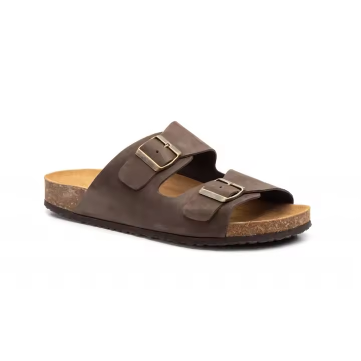 Sandalias con dos hebillas tipo bio hechas todas en piel, tipo pala para solo meter el pie - 1