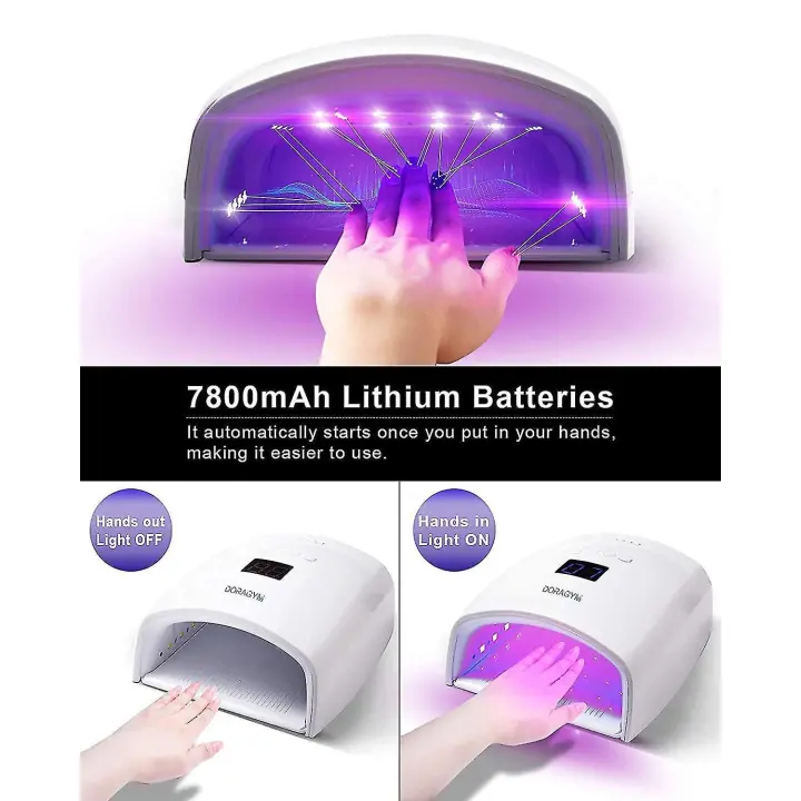 Secador de Uñas Rápido con Sensor Automático, Lámpara Recargable LED UV para Uñas, Gel de Curado Sin Cuerda - 1