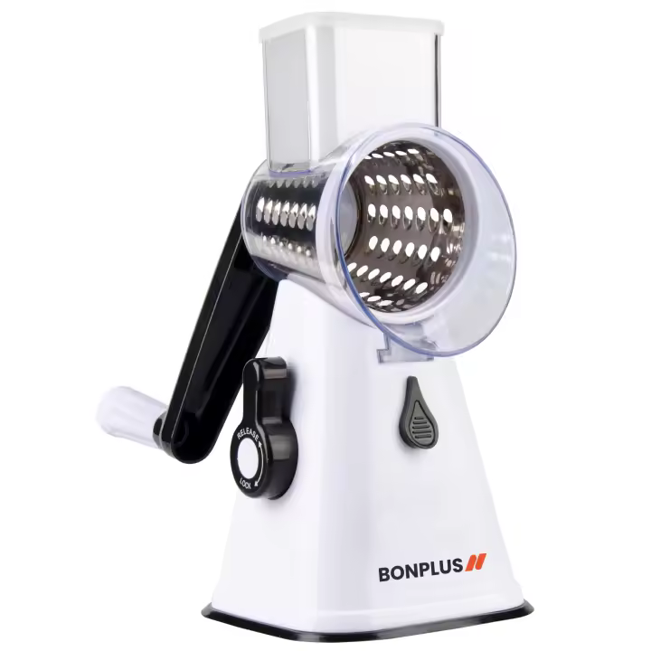 Bonplus BP  Rallador de Cocina  Rallador de Queso  Cortador de Verduras  3 Cuchillas Distintas de Tambor  Corte 360º  Ralladores de Cocina  Cocina - 1
