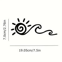 Pegatina De Océano Con Sol Y Ondas Adhesivo Para Coche PVC Personalizable Tamaño 19.05x7 Cm Decoración Para Puerta - details 4