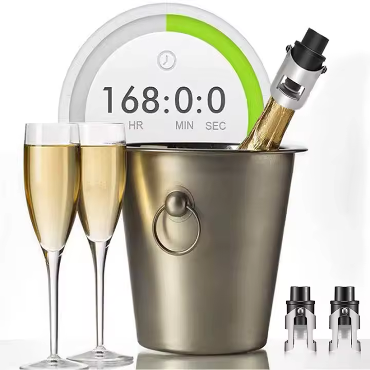 Tapa De Vino De Acero Inoxidable Para Fluteas De Champán Recipiente Acolchado Tapa De Botella De Champán Reutilizable Guardia De Bebidas - 1
