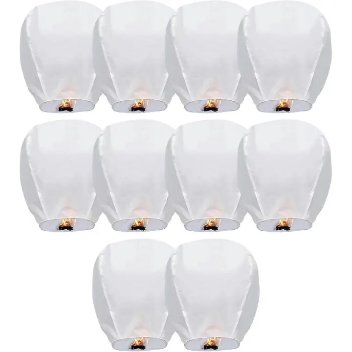 10 Pack Sky Lanterns Eco Friendly,biodegradable Wire-free Fire Resistant Paper Lantern To Release In Sky,weddings Parties Festivals From Chuai Du - 1