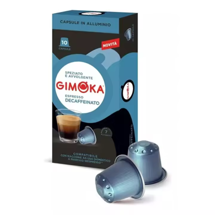 Cápsulas Aluminio - Compatible Para Nespresso Gimoka - 10 Cápsulas - Sabor DECAFFEINATO - Resistencia 7 - Made In Italy - 1