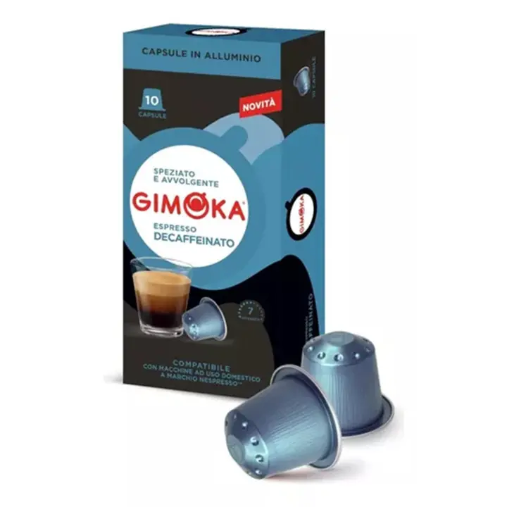 Cápsulas Aluminio - Compatible Para Nespresso Gimoka - 10 Cápsulas - Sabor DECAFFEINATO - Resistencia 7 - Made In Italy - 1