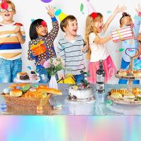 SSITO Mantel Mágico Desechable Mantel Láser Mantel De Plástico Arco Iris Fiesta De Cumpleaños De Navidad Color Sólido, Tamaño Grande 137*274, Tamaño Pequeño 137*183 - details 5