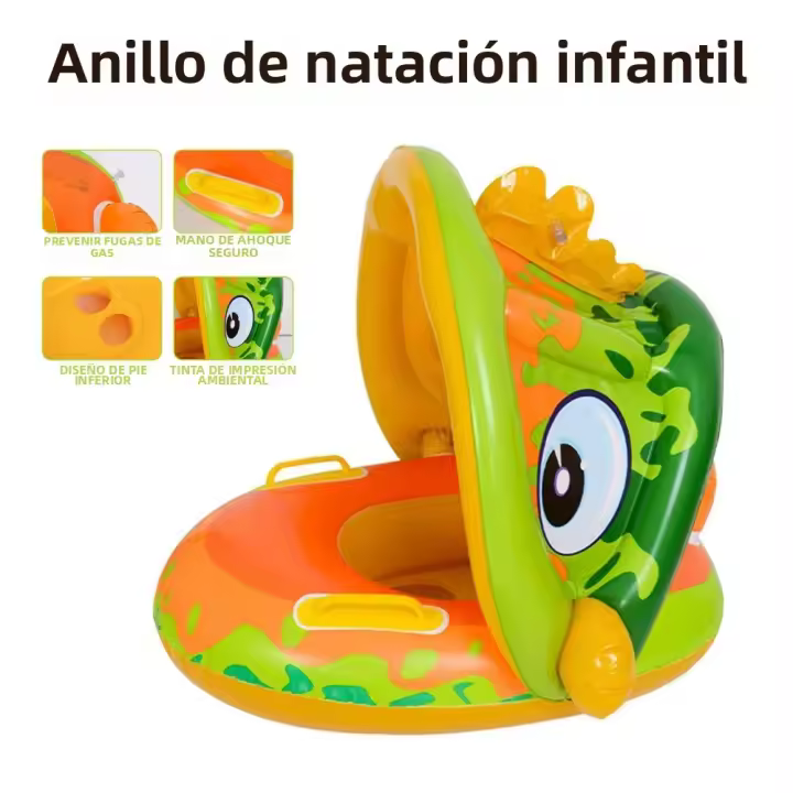 Flotador De Bebé Para Natación Con Canopy Desmontable Inflable Para Piscina Juguete De Baño Para Niños De 0 a 6 Años - 1