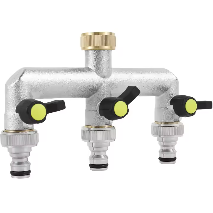 Divisora De Riega 3/4 Pulgada Aleación De Zinc Con Válvula Individual De Encendido Y Apagado Para Riego Al Aire Libre Conector Distribuidor De Agua Del Grifo De Jardín - 1