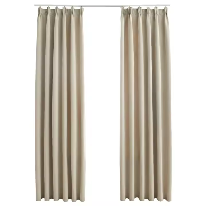 vidaXL Cortinas Opacas con Ganchos 2 Piezas 140x175 cm Decoración Visillo Color Azul,  Taupé,  Negro y mas - 1