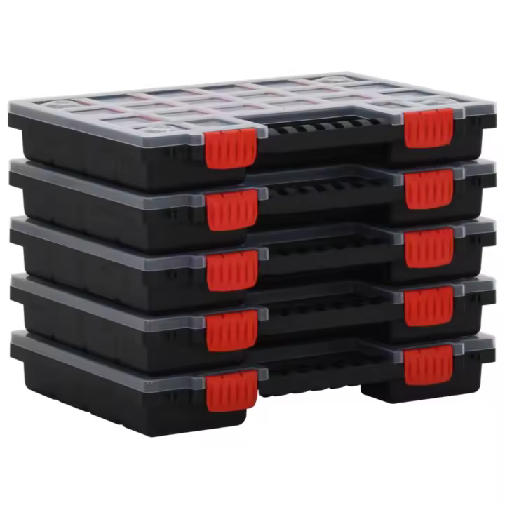 vidaXL Cajas de Accesorios Polipropileno (5 unidades) Surtido Estuche Organizador Modelo 15 divisores, 26 divisores, 21 cajas - 1