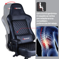 RACING BERGNER | Silla Gaming Omega| Ergonómica, Reclinable, Altura Ajustable, Soporte Lumbar | Negro - details 0