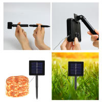 Luz De Cadena Solar De 100 LED Con Hilo De Cobre Impermeable 8 Modos Para Jardín Navidad Boda Decoración De Fiesta Exterior - details 6