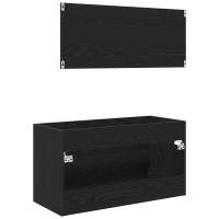vidaXL Mueble de lavabo con espejo de roble negro 90x45x1,5 cm de madera elaborada - details 4