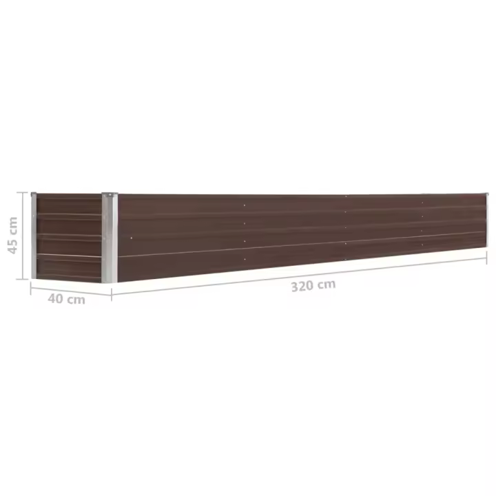 vidaXL Arriate de jardín de acero galvanizado marrón 320x40x45 cm - 1