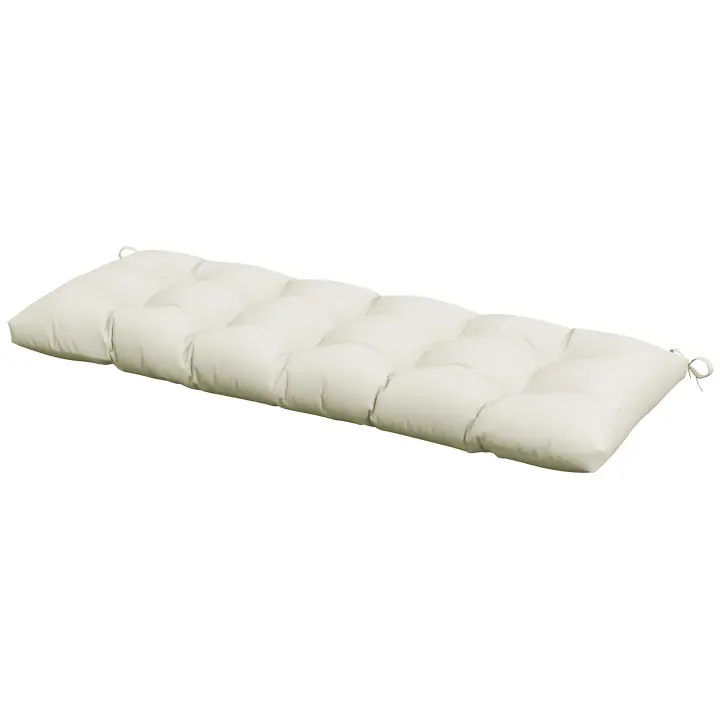 Outsunny Cojín para Banco 128x48x8 cm Colchón de Banco de Jardín con 2 Cordones de Fijación Impermeable y Protección UV 50+ para Columpio de Jardín Terraza Crema - 1