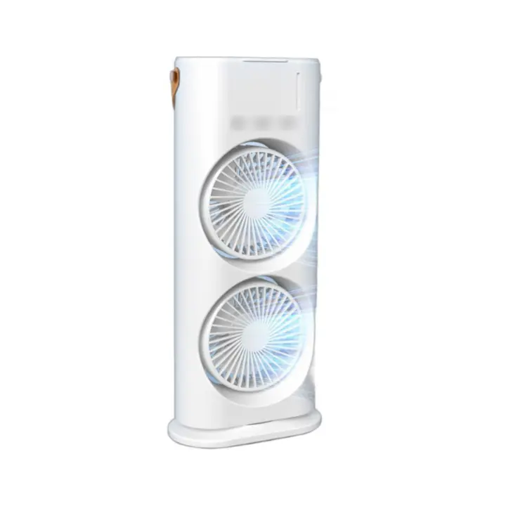 Ventilador de Escritorios 3 EN1 2025: Oscilación + Humidación + Enfriamiento Evaporativo | USB-C, 3 Modos de Viento y Luz LED Nocturna | Batería 2000mAh 8H Autonomía, IPX4 Antisalpicuras | Incluye Botella Y 2 Aceites Esenciales FREE - 1