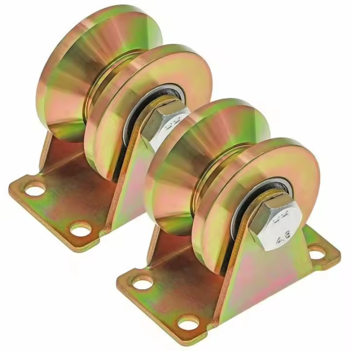 Rueda con ranura en V de 2 piezas, ruedas para puerta corredera de 50 mm, ruedas de acero con ranura en V, para puerta corredera, capacidad de carga 270 kg por rueda - 1