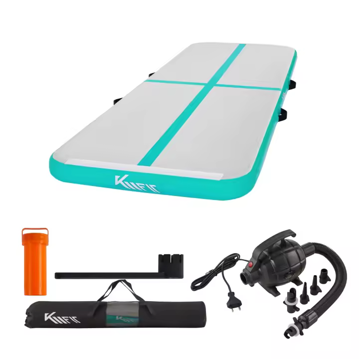 KM-Fit Colchoneta de gimnasia hinchable Airtrack Colchoneta de fitness 3 m Verde Menta - 1