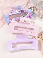 3 Pcs Clip Para El Cabello De Marbling Morado Para Cabello Grueso Grandes No-Slip Accesorios De Estilo Para Mujeres Y Niñas - details 2
