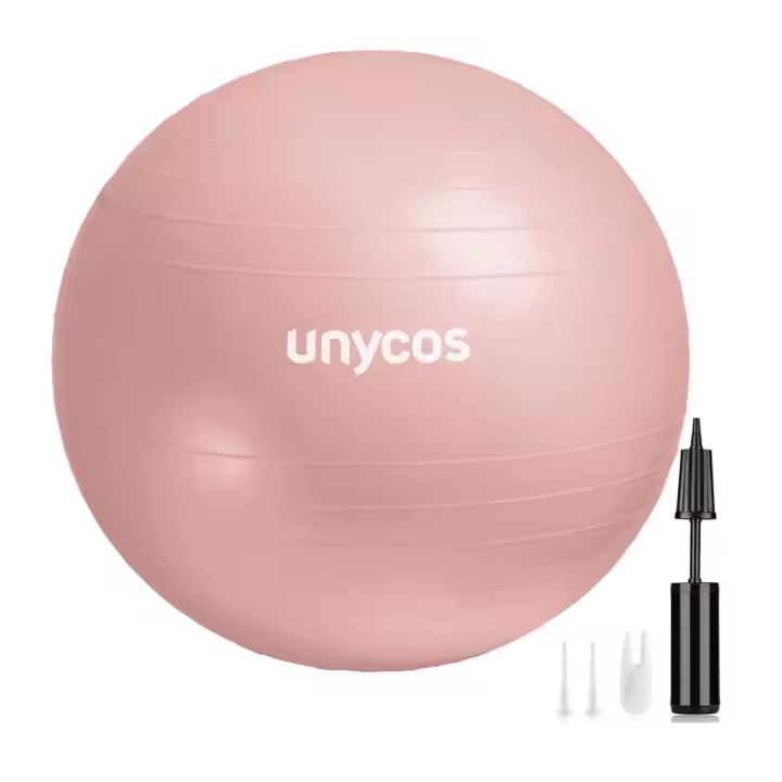 Pelota de Ejercicios Antiexplosión UNYCOS con Inflador Incluido, Tapones y Quita Tapón, Fitness, Pilates, Yoga, Embarazo y Equilibrio - 1