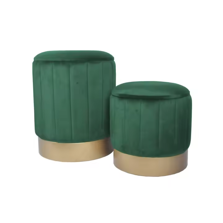 Puf con Almacenaje Rebecca Muebles Junco 44x35,5x35,5 Canvas de Poliéster Maple Green Amarillo Modern CONJUNT 2 pzs - 1