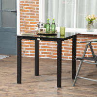 Mesa de Jardín cuadrada, apta para 4 personas, Mesa de Terraza con tapa de Cristal Templado, Aluminio Negro 80x80x74cm, para Jardín y Balcón - details 1