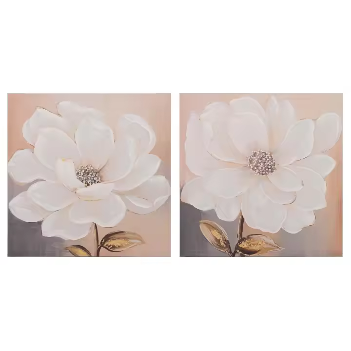 Set 2 Lienzos Flores 40% Pitnado A Mano 60x3x60 Cm - 1