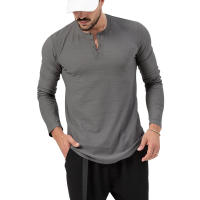 Camiseta de manga larga con cuello redondo de otoño para hombre, jersey holgado, camiseta informal de manga larga para hombre - details 44