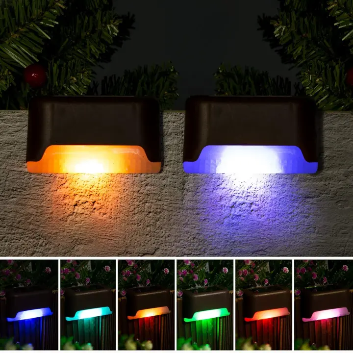 Luces solares para terraza al aire libre, paquete de 3 luces solares para escalones, luces LED solares impermeables para terrazas, escaleras, escalones y cercas al aire libre - 1