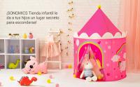 SONGMICS Tienda para Niños, Carpa Infantil, Castillo de la Princesa, Pop Up, Regalo para Niños, para Interior y Exterior, Bolsa de Transporte, Rosa y Amarillo - details 0