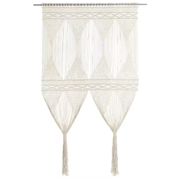 vidaXL Cortina de Macramé Algodón 140x240 cm Ventana Translúcida Persiana Color Azul,  Crema,  Antracita y mas - 1