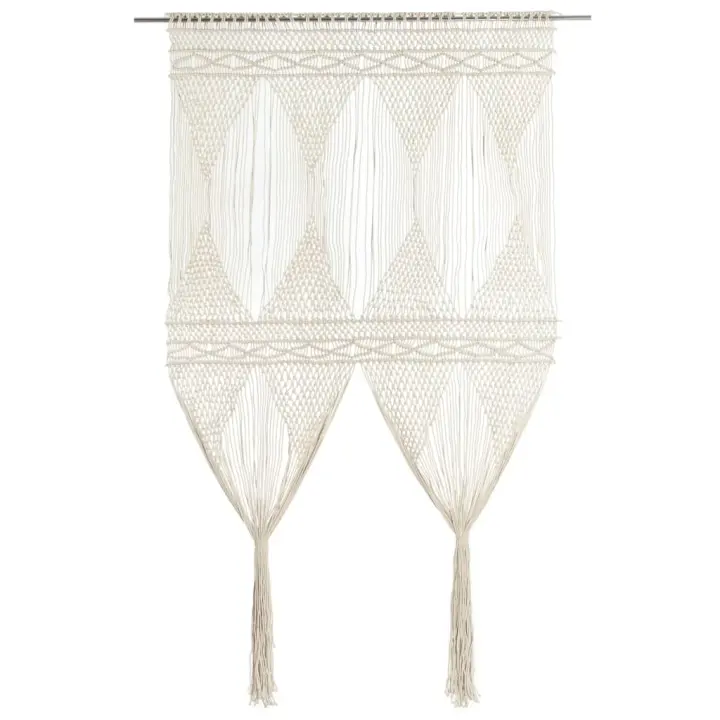 vidaXL Cortina de Macramé Algodón 140x240 cm Ventana Translúcida Persiana Color Azul,  Crema,  Antracita y mas - 1