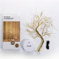 Lámpara De Árbol Con Hojas Doradas Y 72 Luces LED En Hilo De Cobre Control Táctil Para Adornos Navideños Accesorio De Decoración De Navidad - details 1