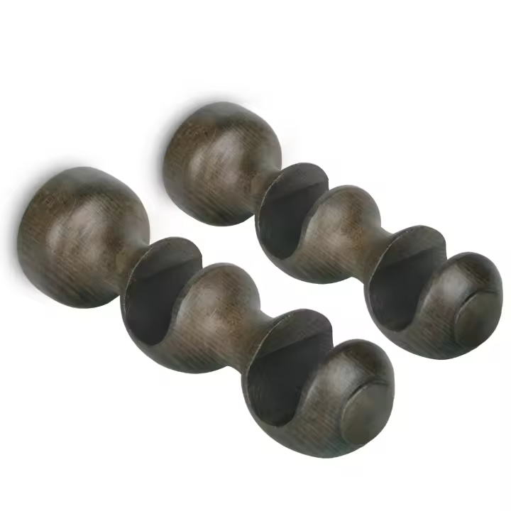 Pack de Dos Soportes para Barra Doble de ø 28 mm  de Madera Liso Abierto. Colgador de Barra, Ideal para Decorar en su Salón, Dormitorio, Oficina. - 1