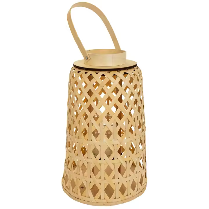 WANDERLUST DECO Farol portavelas de bambú marrón d26,5x41h cm - 1