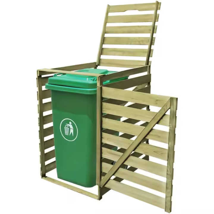 vidaXL Cobertizo para contenedor de basura de madera impregnada 240 L en dimensiones 1 Cubo/2 Cubos - 1