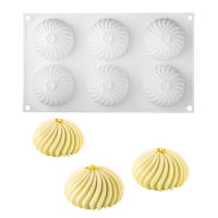 Molde De Galletas De Silicona Para Postres Y Panecillos Estilo Chino 6 Celdas Forma De Bao Empacado Textura De Vórtice Molde De Té De Azúcar - details 1