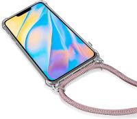 Niucom Fundas transparentes silicona con cordón para iPhone 12 11 XR X XS carcasa con cuerda ajustable para colgar móvil protección contra golpes y caídas, correas de colores - details 2