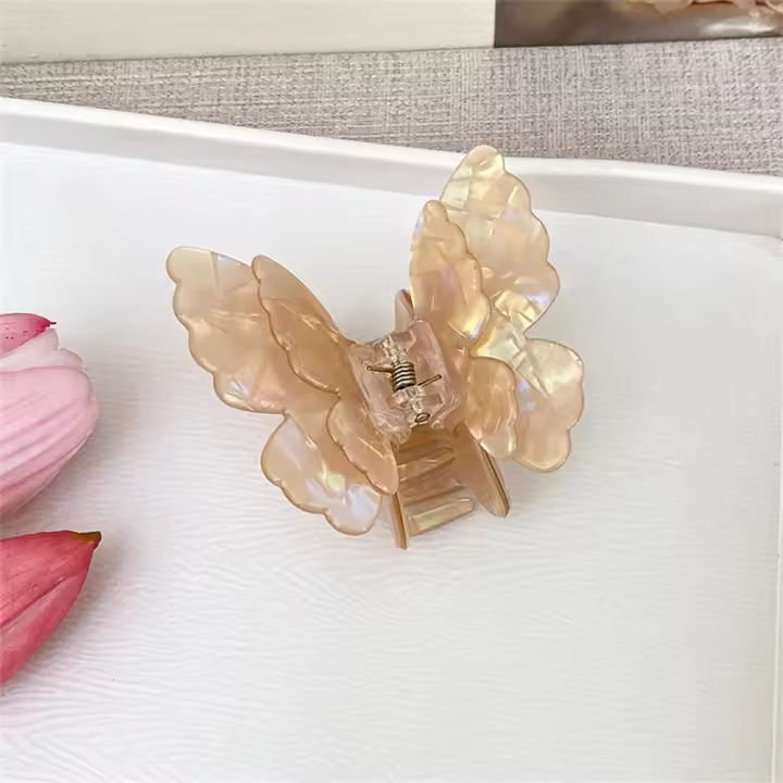 Pinza De Mariposa Dual Gradiente Para Mujer Accesorio De Cabello Coreano Dulce Y Elegante Pinza De Mordaza De Cocodrilo Para Niñas - 1