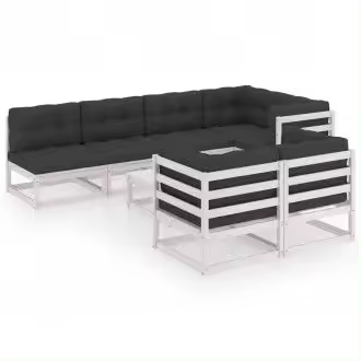 VIDAXL 3076700 conjunto de muebles modulares para jardín de madera acabado blanco y gris vida xl - 1