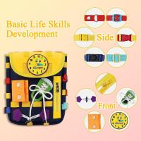 Mochila infantil Montessori con hebillas y cremalleras, juguetes sensoriales Montessori, actividades de aprendizaje a través del juego, se puede guardar y llevar en la espalda, mochila de juguetes de viaje - details 4