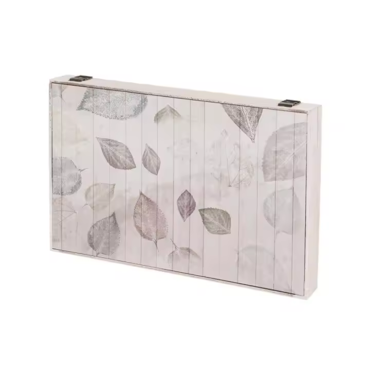 Dcasa Tapa contador luz o cuadro eléctrico de hojas de madera MDF blanco y verde de 46x6x32 cm - 1